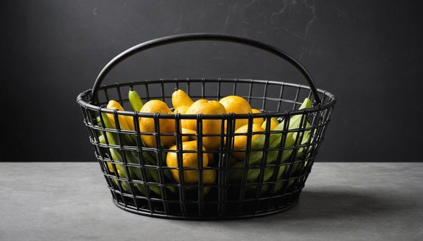 Schwarzer metallkorb: praktisch und stilvoll für ihr geschäft